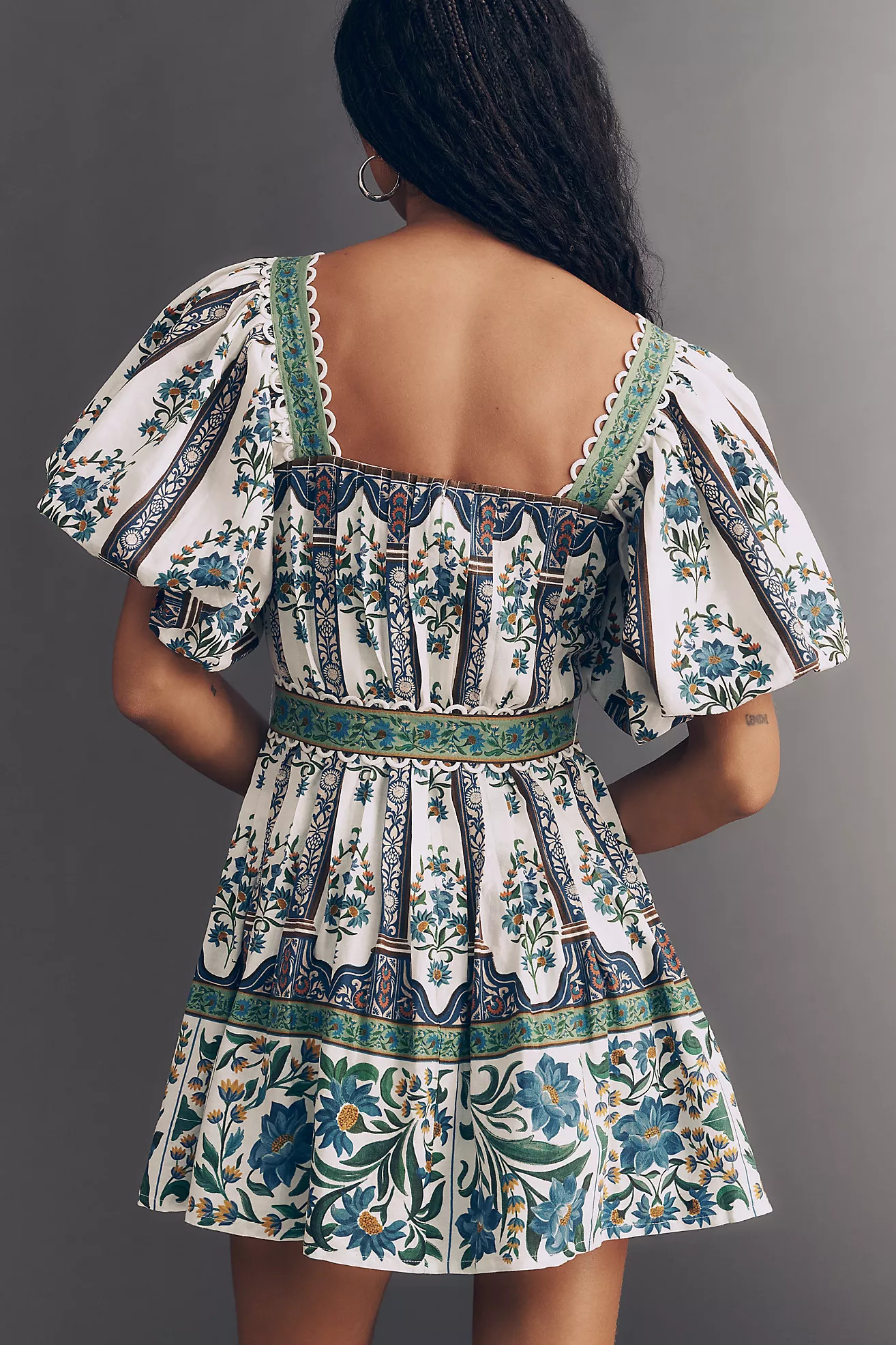 Farm Rio Manoela Puff-Sleeve Mini Dress | Anthropologie (US)