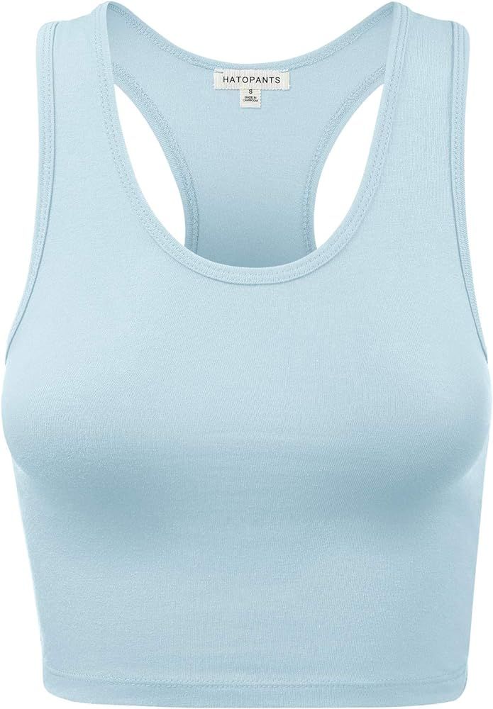 HATOPANTS Women's Sleeveless Racerback Crop Tank Top Camisole Cotton Casual Basic Shirts | Amazon (US)