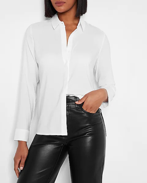 Satin Relaxed Portofino Shirt | Express