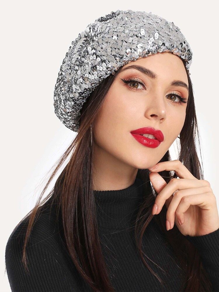 Sequin Decorated Beret Cap | SHEIN