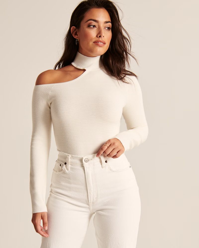 LuxeLoft Cutout Slim Mockneck Sweater | Abercrombie & Fitch (US)