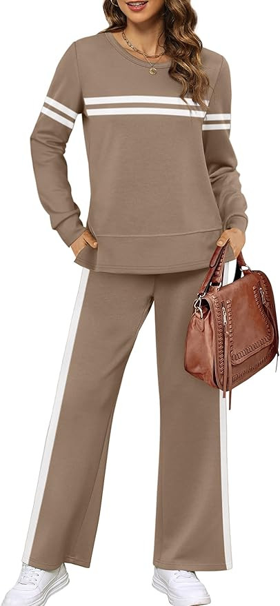 XIEERDUO Women's 2 Piece Lounge Sets Side Slit Outfits Wide Leg Tracksuit Comfy Loungewear Fashio... | Amazon (US)