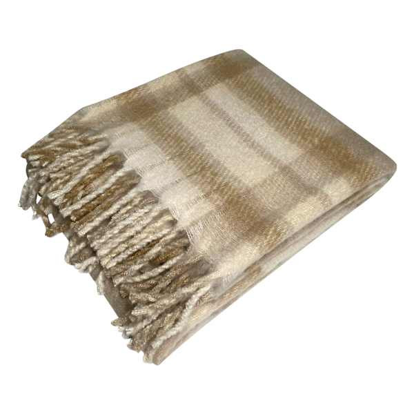 Brown Plaid Mohair Throw Blanket, 50x60 | At Home