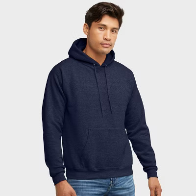 Hanes EcoSmart Men's Fleece Hoodie Heather Navy S | Target