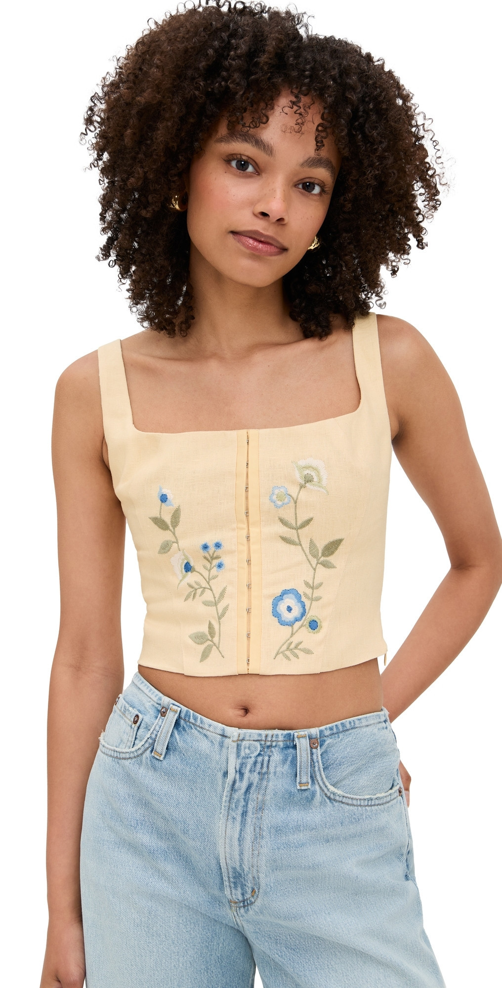 Reformation Juliet Linen Top Parmesan 10 | Shopbop