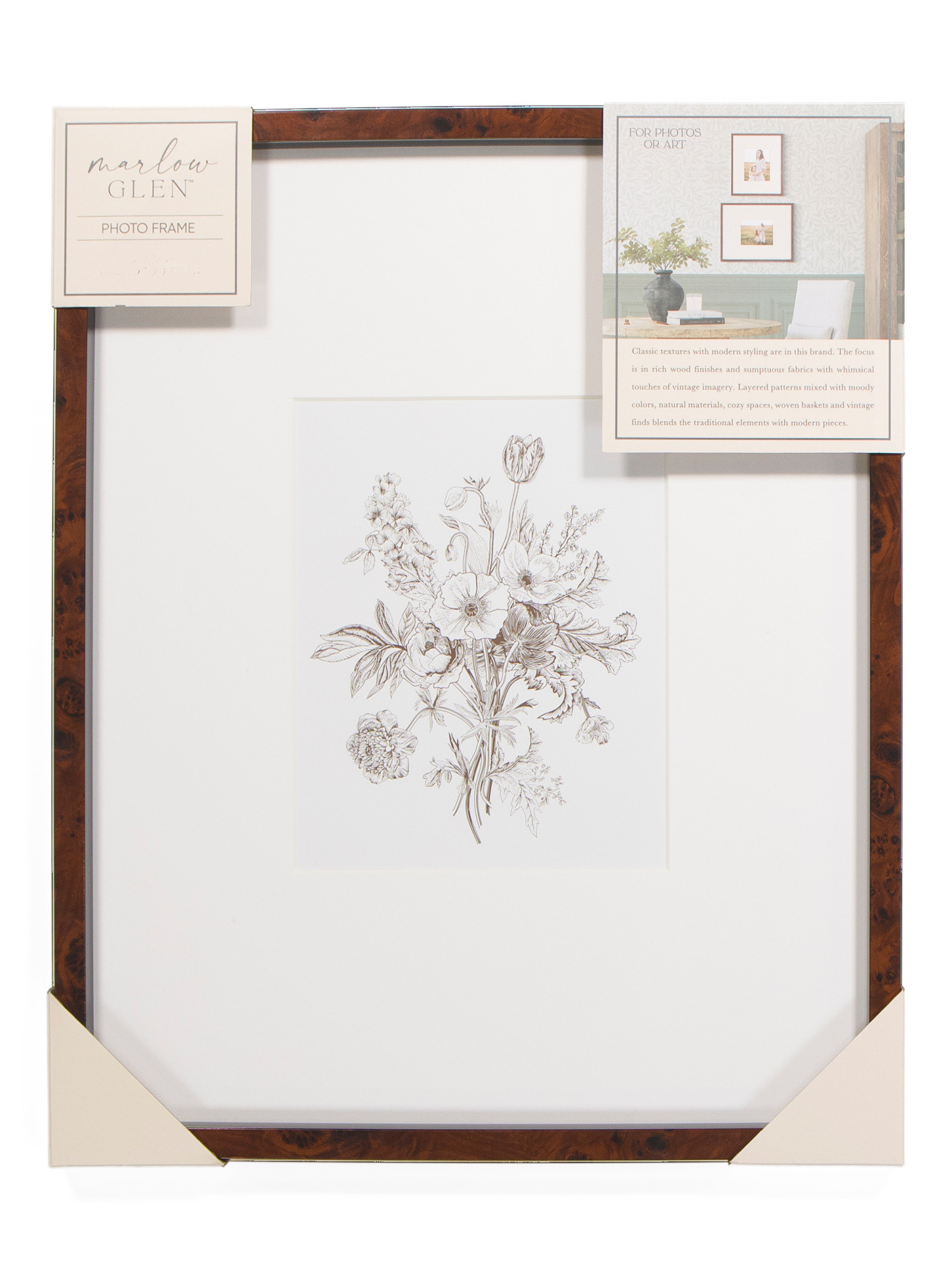 16x20 Matted To 8x10 Burl Wood Wall Portrait Frame | TJ Maxx