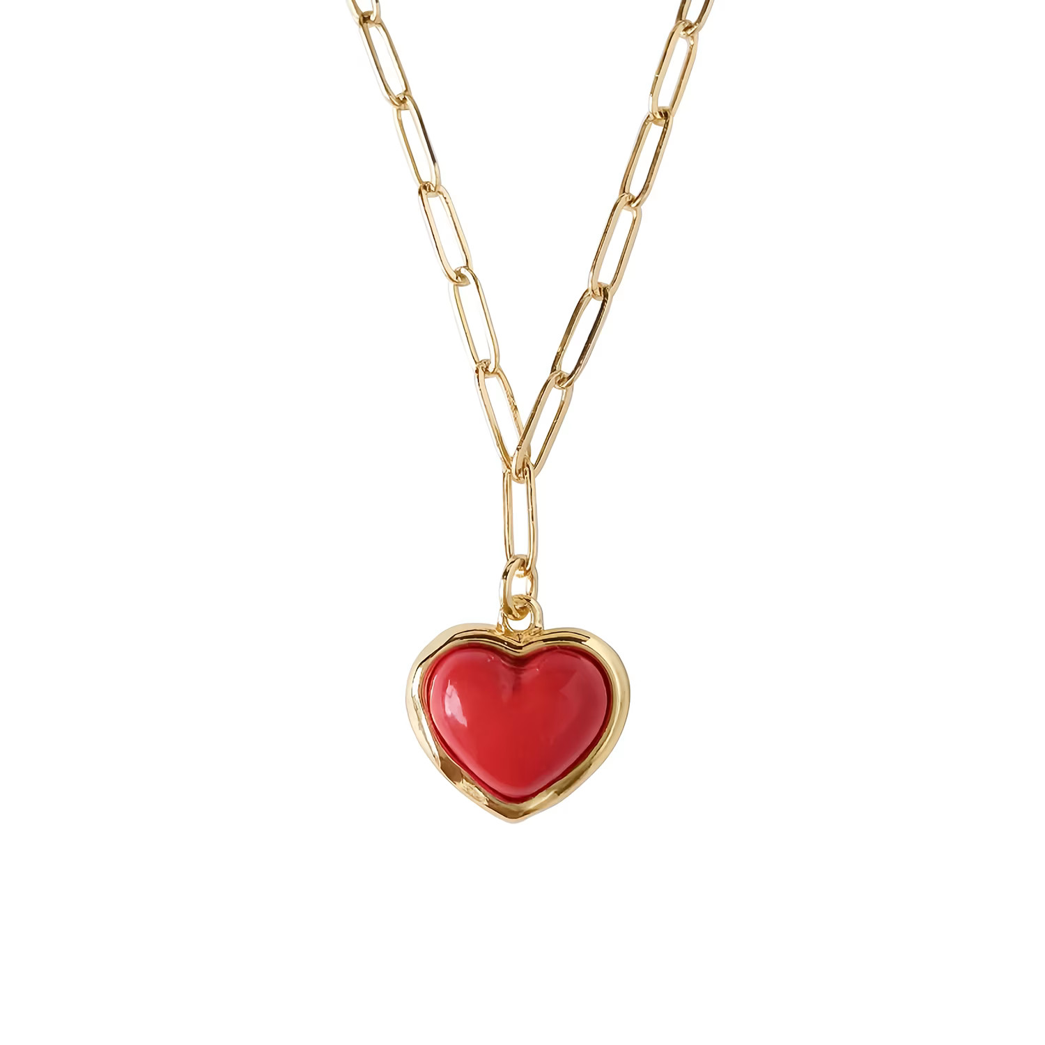 Porcelain Red Heart Pendant Necklace | Wolf & Badger