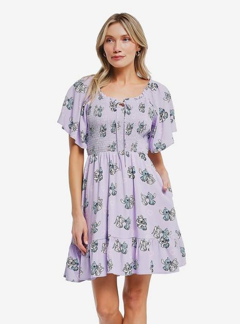 Disney Lilo & Stitch Angel Allover Print Smocked Dress — BoxLunch Exclusive | BoxLunch
