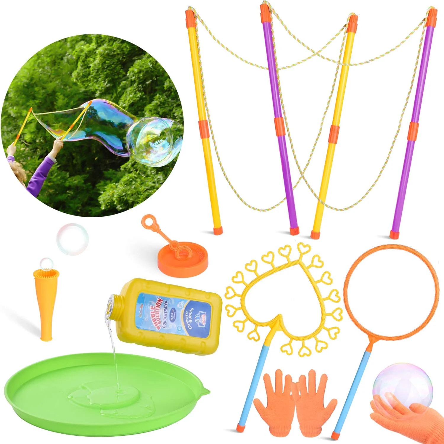 Fun Little Toys 10 Pcs Giant Catchable Bubble Wands Set with Bubble Solution, Big Bubble Maker wi... | Walmart (US)
