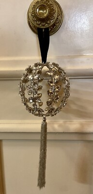 4” Rhinestone Jeweled Beaded Openwork Cage Ball Christmas Ornament W/6” Tassel | eBay US