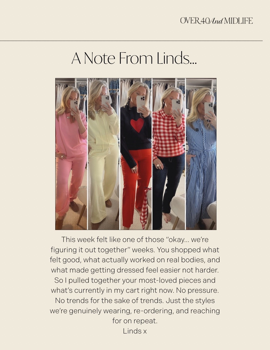  ✨Tap the bell, save and ❤️ for over 40 fashion, midlife style, midsize fashion and luxury looks for less. 

What everyone loved this week (and what I reordered)

👑"Helping you look good, feel good!" - Lindsey Denver

Over 40 fashion, over 50 style, midlife style, midsize fashion, Gen X style, body confidence, perimenopause style, mom outfits, over 45 style, over 50 

#LTKFindsUnder50 #LTKMidsize #LTKOver40