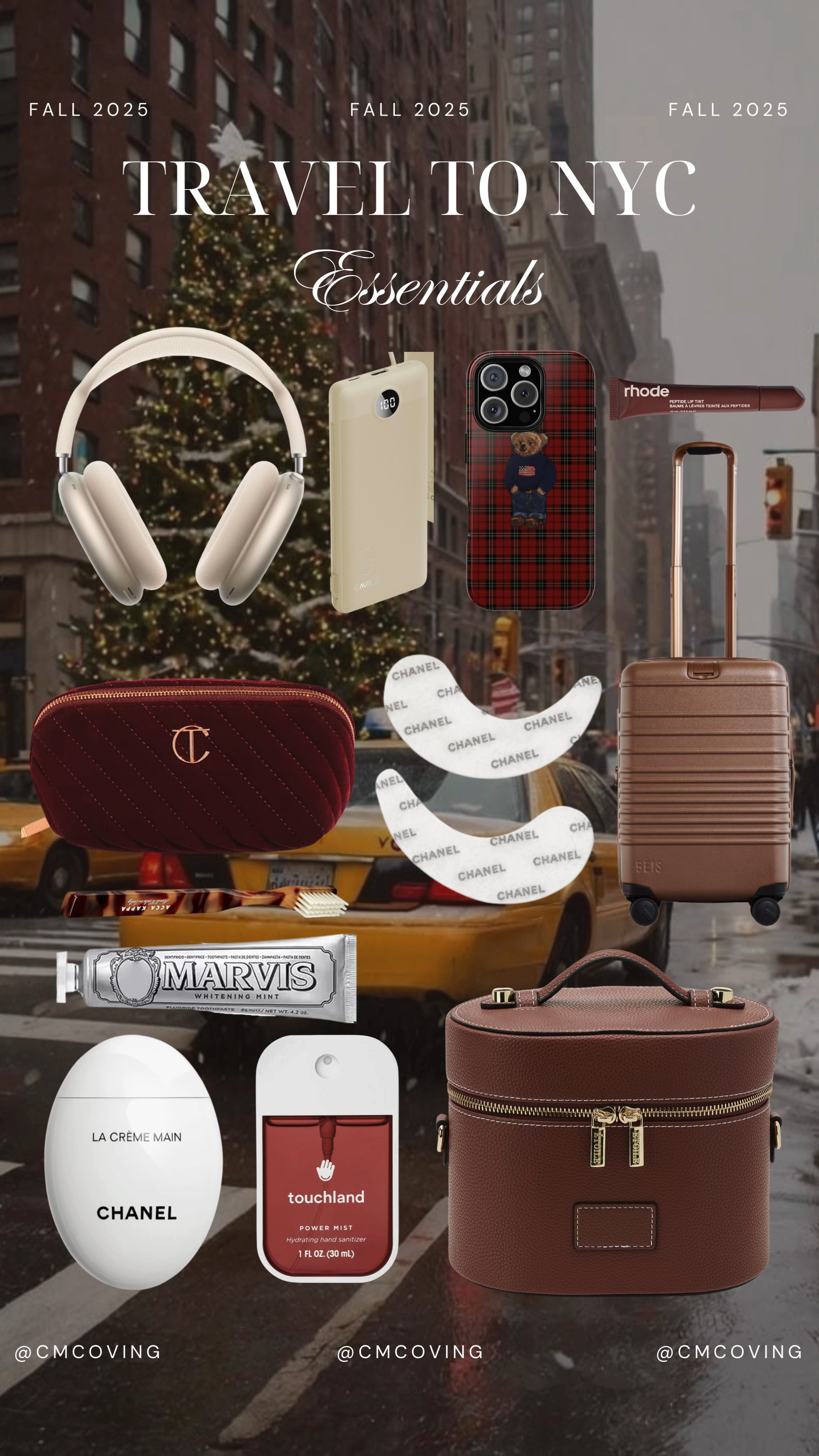 Travel to NYC essentials 🗽travel, plane, flight, skincare, makeup, cosmetic bag, tooth paste, headphones, phone case, charger, portable charger, suite case, carry on, eye patches, NYC Christmas, holiday travel  

 #LTKGiftGuide #LTKHoliday #LTKTravel