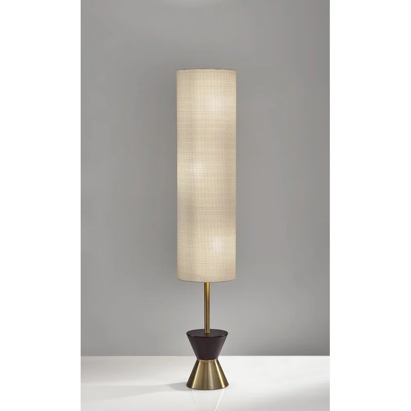 Costello 59'' Walnut/Antique Brass Column Floor Lamp | Wayfair North America