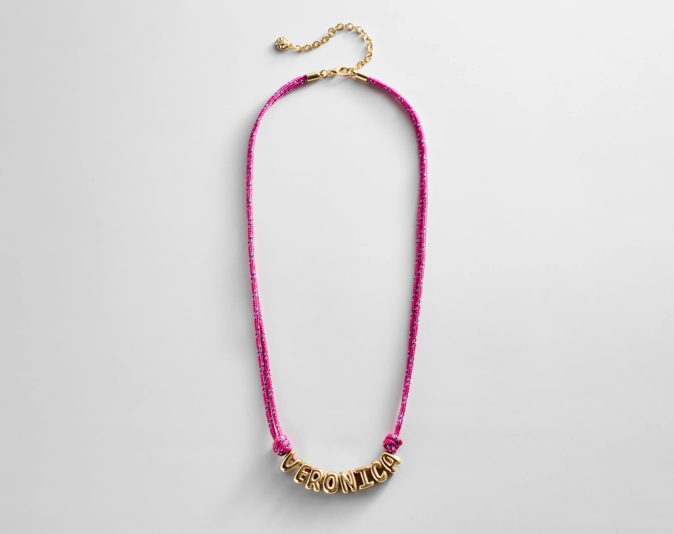 Bubble Letter Custom Paracord Necklace - Hot Pink | BaubleBar