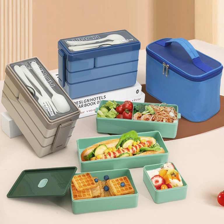 Austok 3 Tier Bento Box Stackable Adult Lunch Box Detachable Bento Lunch Box with Compartments No... | Walmart (US)