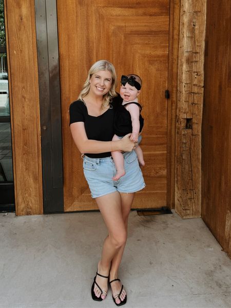 Matching mom + me. 
twinning tuesday. baby girl outfit. mom outfit. Nuuds. jean shorts. Abercrombie shorts. Gap baby  

#LTKFindsUnder100 #LTKSeasonal #LTKBaby