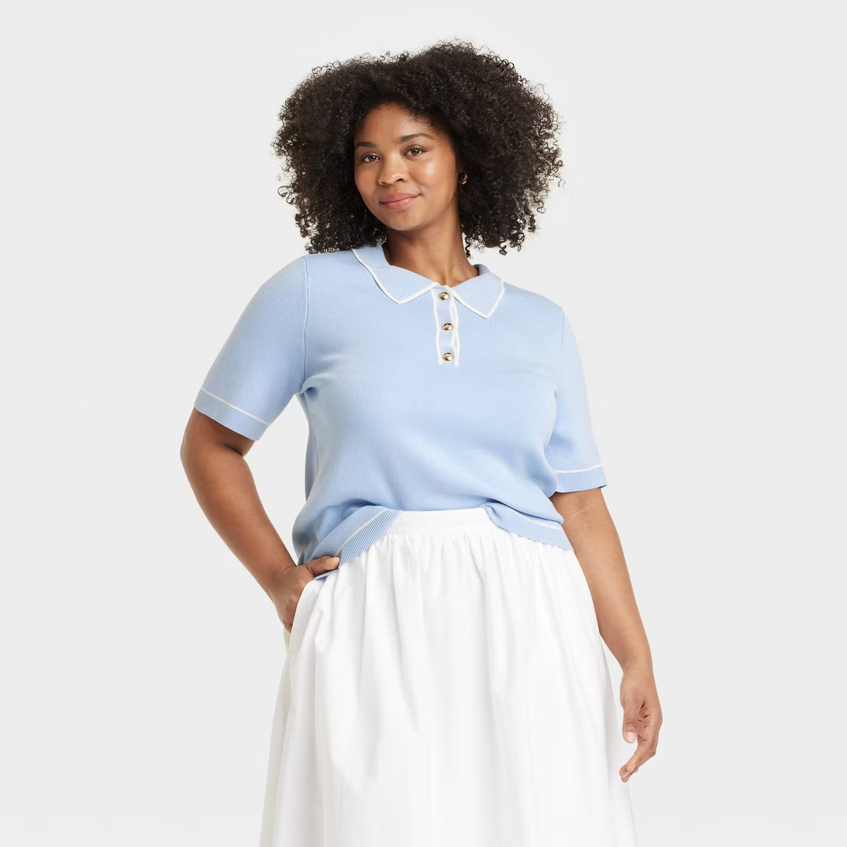 Women's Short Sleeve Polo Collar Pullover Sweater - A New Day™ | Target