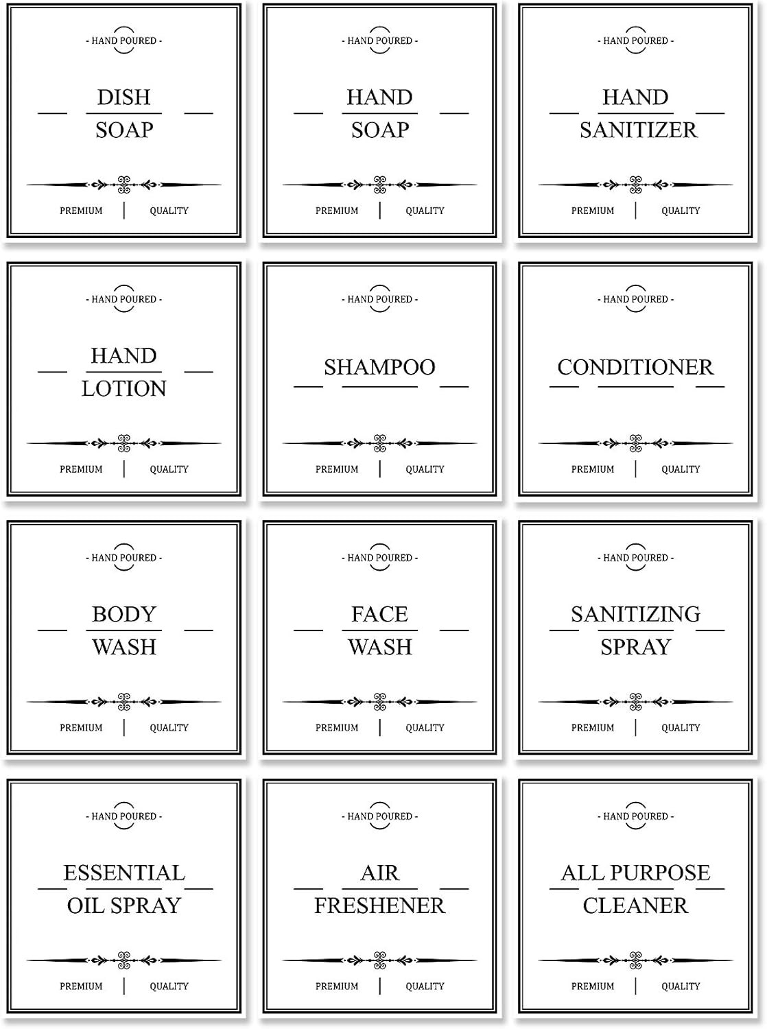 White Waterproof Soap Labels for Glass/Plastic Bottles, Farmhouse Labels Stickers for Bathroom/Ki... | Amazon (US)