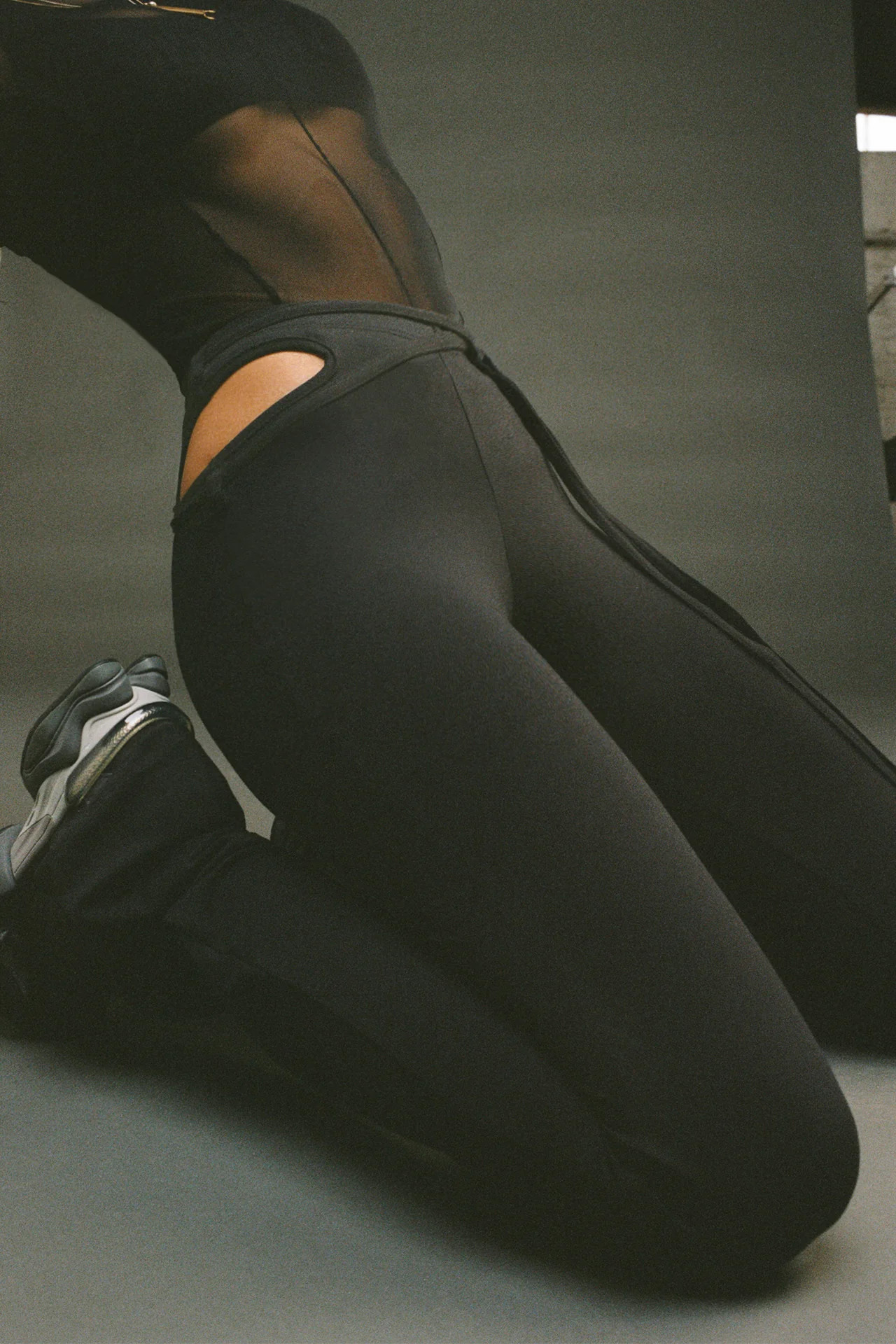 Cutout Mini Flare Legging -Sueded Onyx | Joah Brown