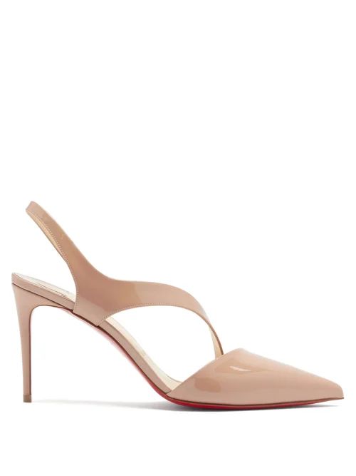 Christian Louboutin - Brandina Slingback Patent-leather Pumps - Womens - Nude Multi | Matches (US)