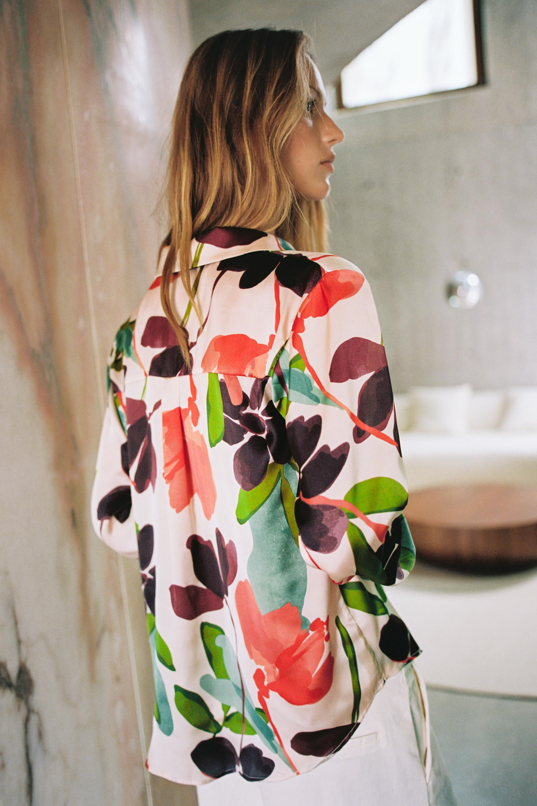 FLORAL PRINT SATIN EFFECT SHIRT | Zara US