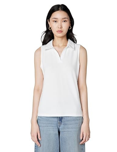 Calvin Klein Women's Johnny Collar Sleeveless Top Bright White | Amazon (US)