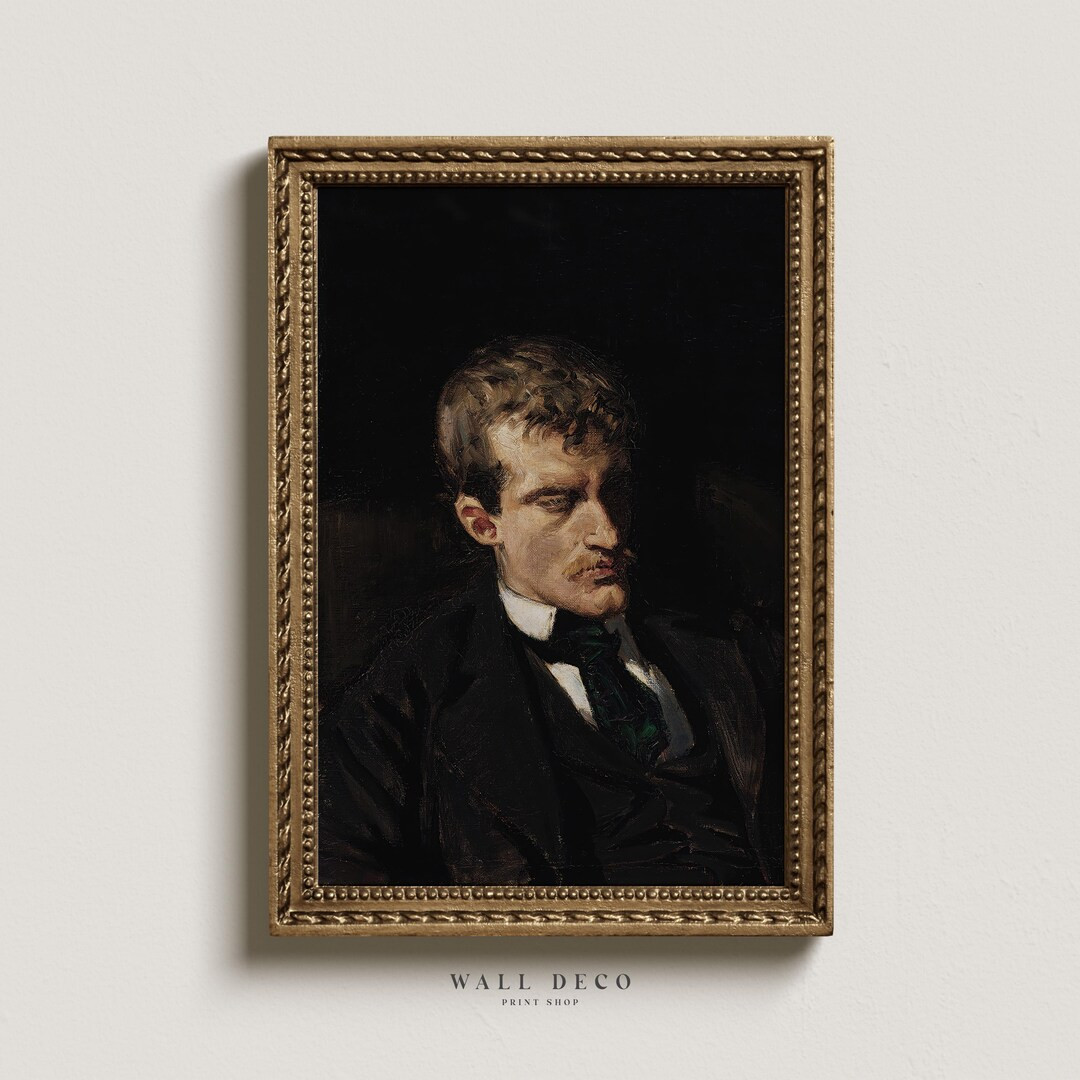 Dark Moody Portrait of a Man Art Print, Vintage Portrait Oil Painting, Farmhouse Digital Printabl... | Etsy (US)