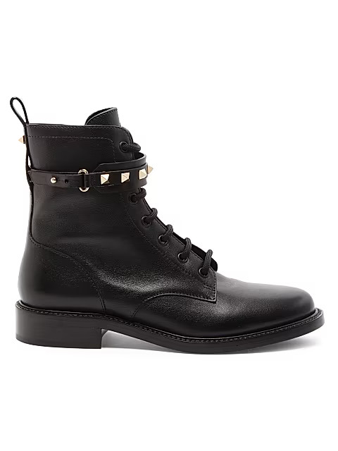 Valentino Garavani Rockstud Chain Combat Boots | Saks Fifth Avenue