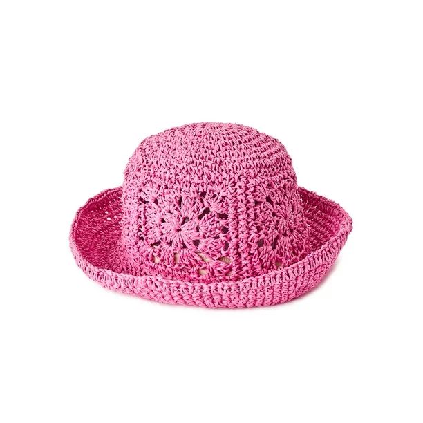 No Boundaries Women's Crochet Bucket Hat, Pink - Walmart.com | Walmart (US)
