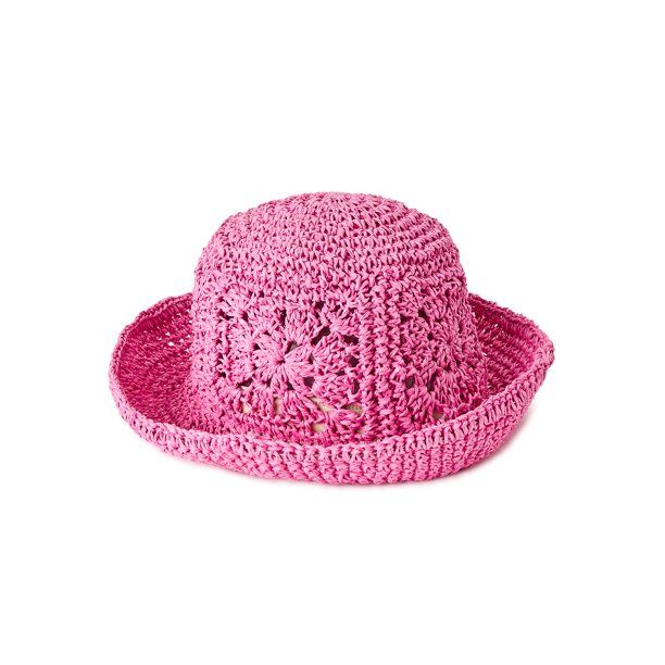 No Boundaries Women's Crochet Bucket Hat, Pink - Walmart.com | Walmart (US)