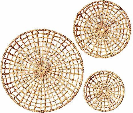 Artera Wicker Wall Basket Décor - Set of 3 Oversized D20" to D10", Natural Hanging Woven Baskets... | Amazon (US)