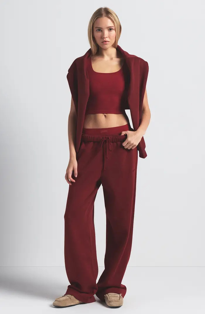 Cotton Fleece Blend Classic Straight Leg Pants | Nordstrom