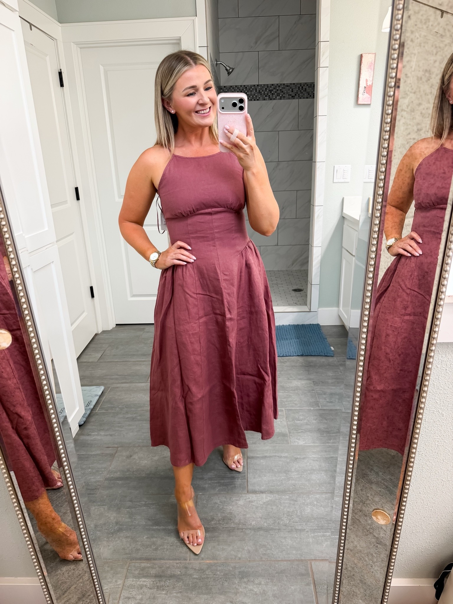Linen summer dress | midi dress | wedding guess dress summer | 

Wearing a small but would be better on someone with a small bust

#LTKSaleAlert #LTKootd #LTKSeasonal