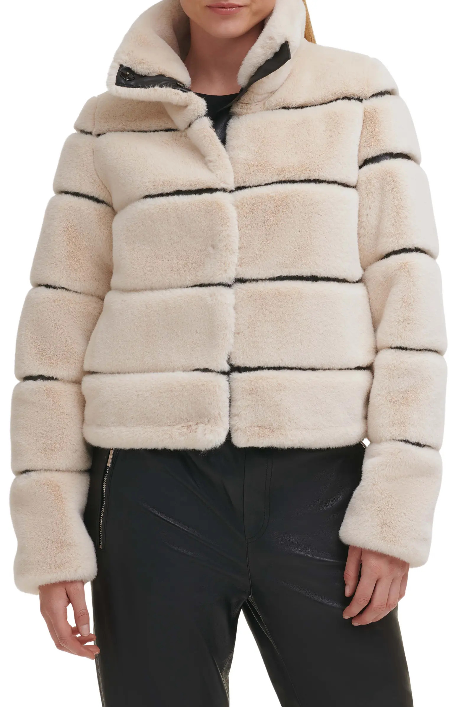 Faux Fur & Faux Leather Crop Jacket | Nordstrom Rack