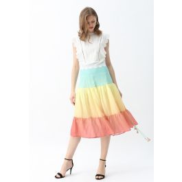 Vacay Paradise Color Blocked Chiffon Skirt | Chicwish