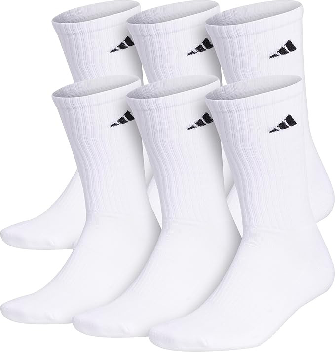 adidas Men's Athletic Cushioned 6-Pack Crew, Cushioned Crew Socks with Arch Compression for a Sec... | Amazon (US)