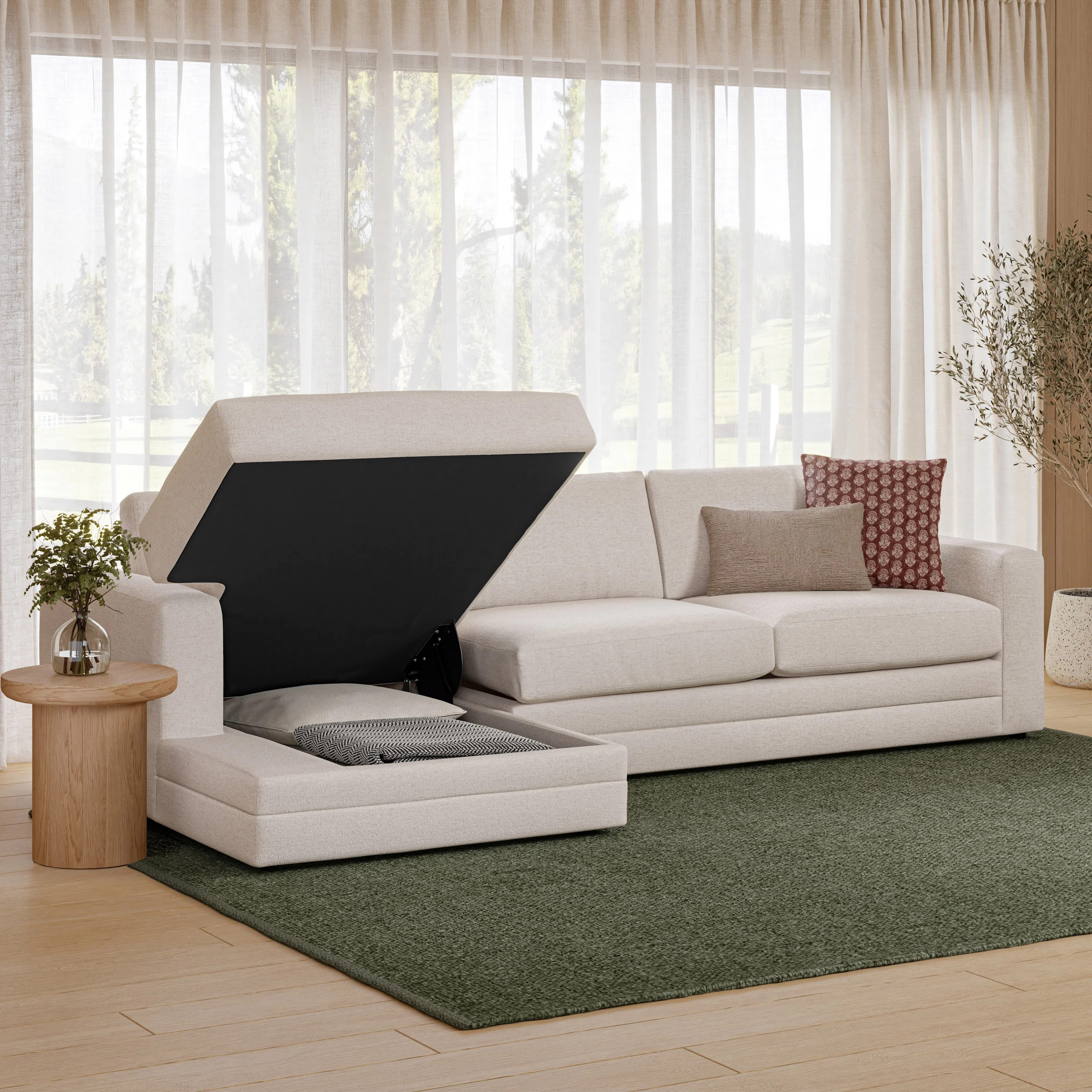 Riley 118" Left Storage Sleeper Sectional - Napa White | Article