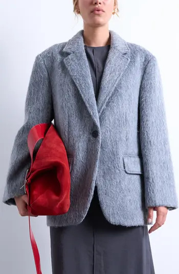 Topshop One-Button Blazer Coat in Grey at Nordstrom Rack, Size Large | Nordstrom Rack