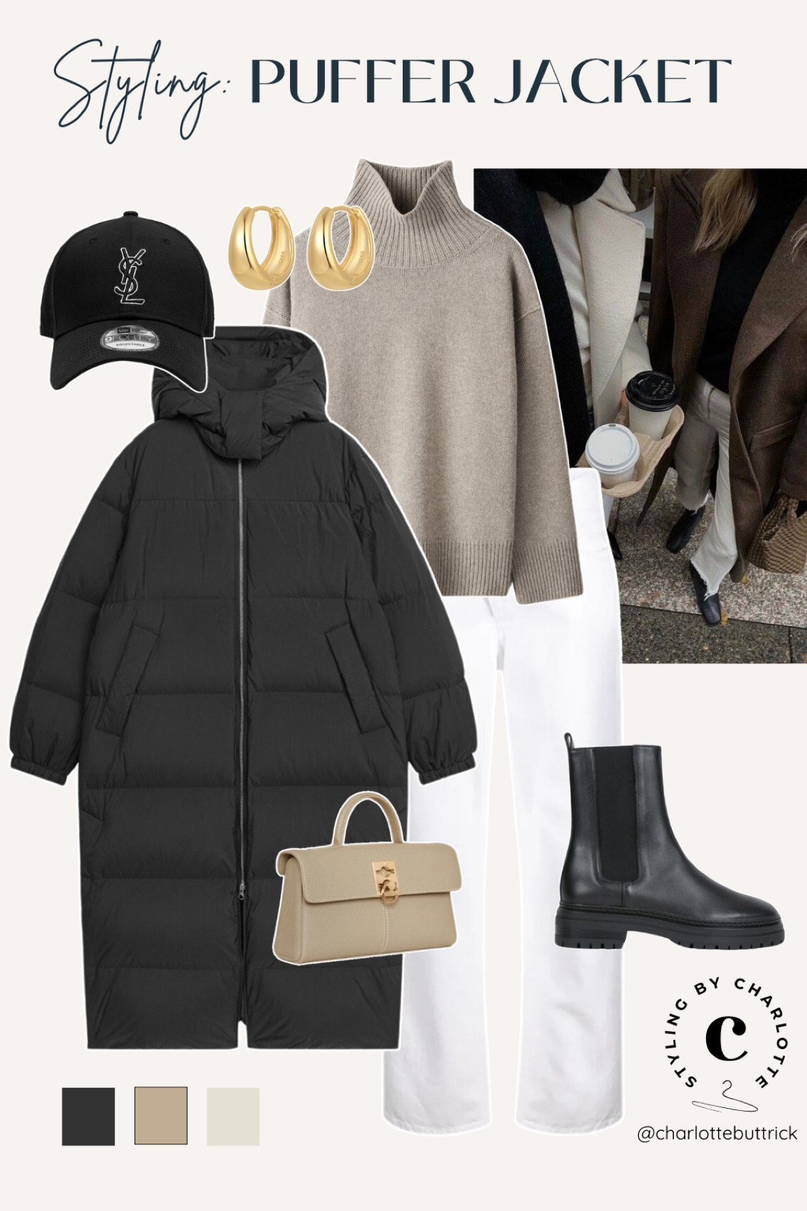 Padded coat - black puffer jacket - black boots - white jeans - winter outfit - casual chic 

#LTKwinter #LTKuk #LTKshoes