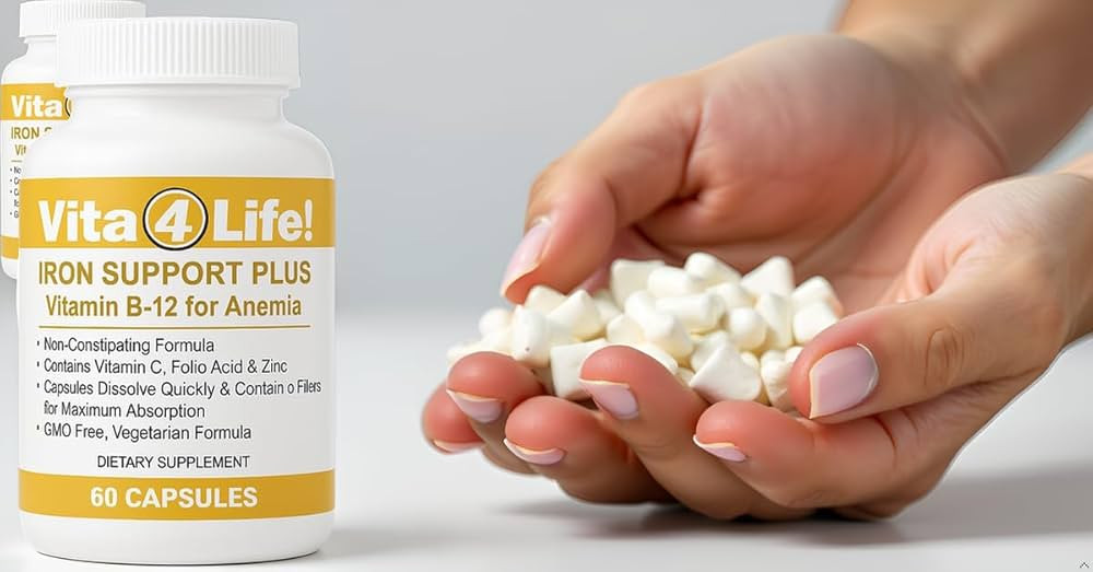 Vita4Life!® Iron Support Plus - 40mg Iron with Vitamin C, B-12, Folic Acid & Zinc - 60 Capsules ... | Amazon (US)