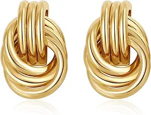 SHERLOVE Trendy Gold Plated Knot Earrings for Women Chunky Statement Drop Dangle Earrings Lightwe... | Amazon (US)