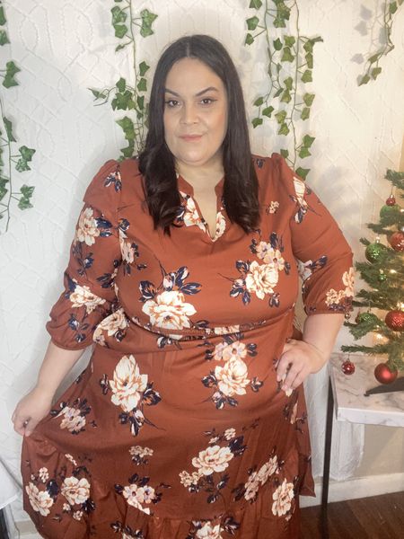 This is the perfect dress for Thanksgiving! If you’re looking for a super cute plus size dress for this Thanksgiving I found a super cute dress at Bloomchic and I just love the colors and the print definitely a Fall dress! #Thanksgivingoutfit #Thanksgivingdress #plussize #Bloomchic 

#LTKSeasonal #LTKplussize #LTKHoliday