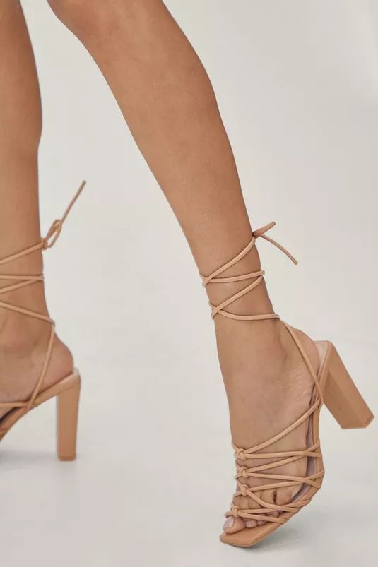 Faux Leather Strappy Block Heels | Nasty Gal (US)