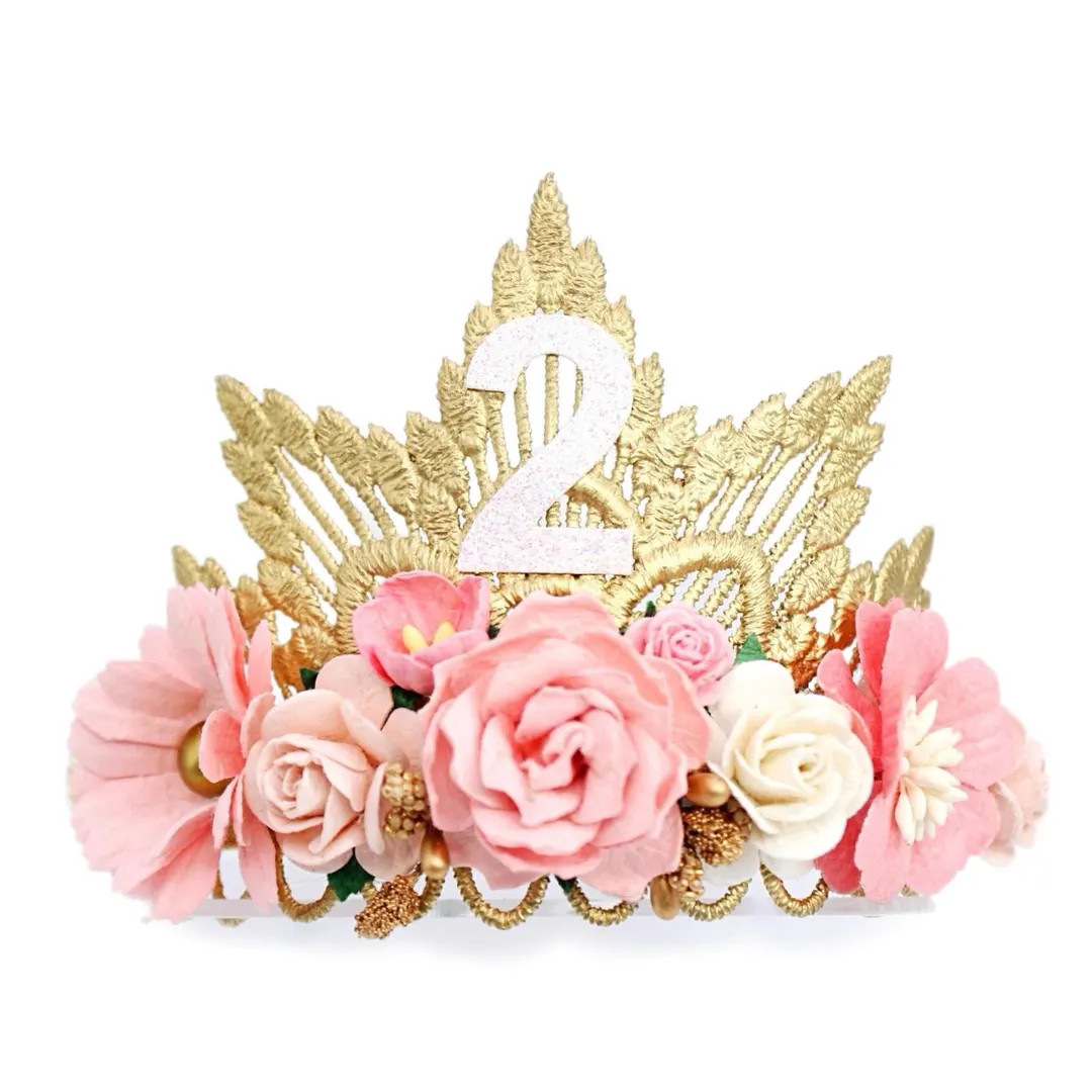 Birthday Girl Tiara | 2nd Birthday Crown | 1st Birthday Party Hat | Toddler Flower Girl Headband ... | Etsy (US)