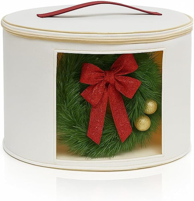 Christmas Wreath Storage Bag,Collapsible Felt Holiday Garland Container with Zipper & Handle, Dur... | Amazon (US)