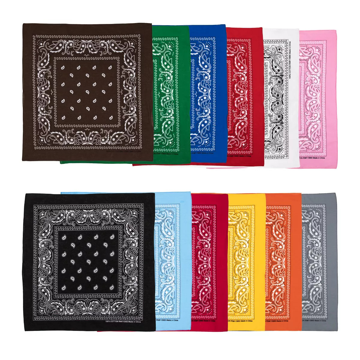 Lightweight Multicolored 22"x22" Cotton Bandana 12 Pack | Target
