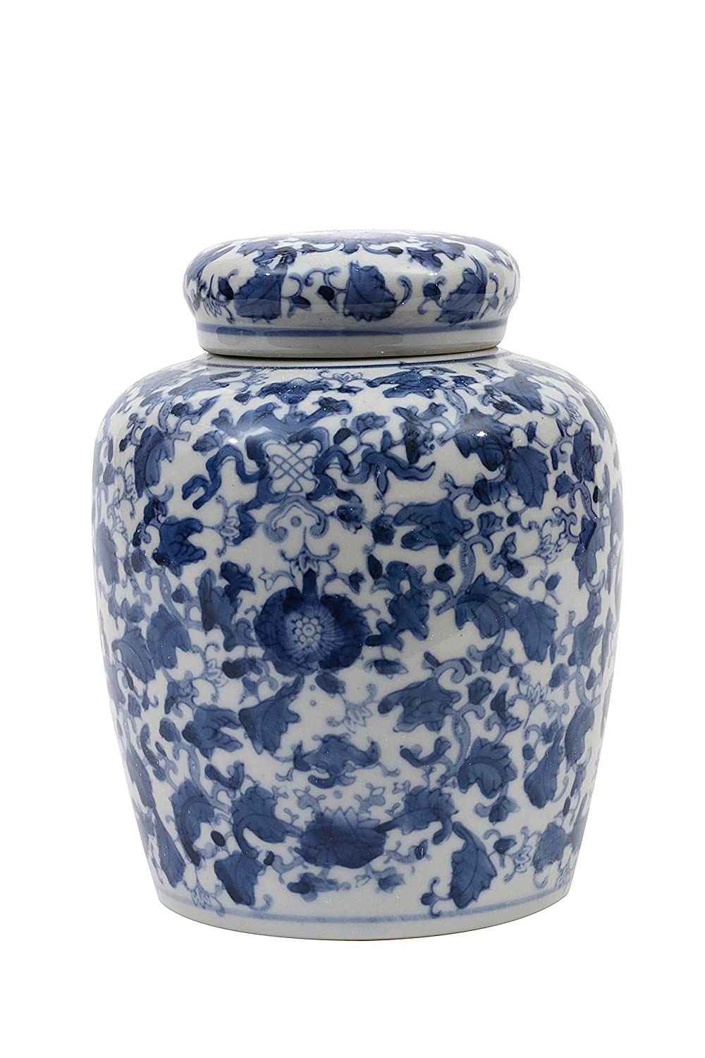 Creative Co-op Decorative Blue and White Ceramic Ginger Jar with Lid | Amazon (US)
