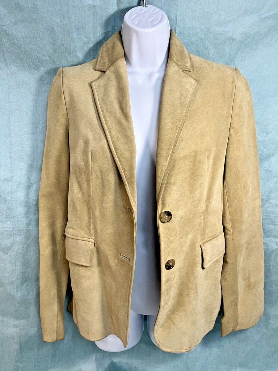 Banana Republic Womens Tan Suede Leather Blazer Jacket Sz 4 | eBay | eBay US