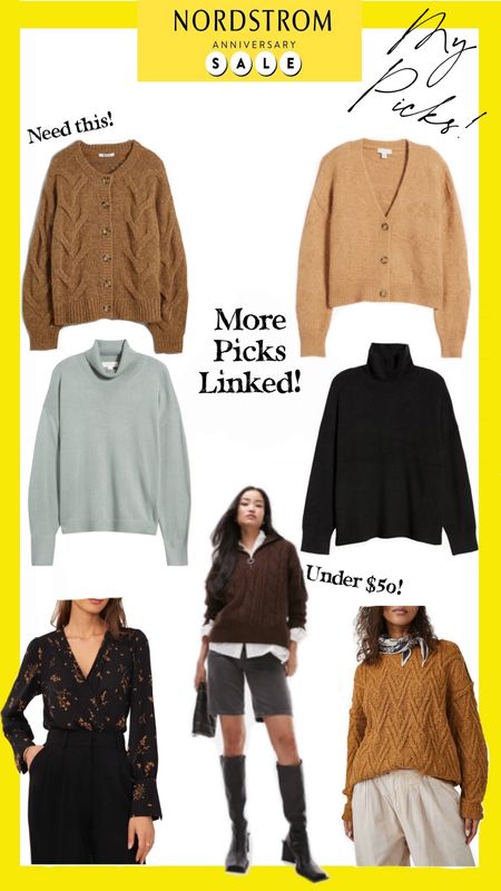 Nordstrom Anniversary Sale tops and sweater picks! From Treasure and Bond turtle necks, Free People chunky oversize sweater, Madewell cardigan, Barefoot dreams ultra buttery soft cardigan shawls, and more. There’s also some beautiful tops that will style great for autumn and winter workwear too. Chunky sweater, burnt orange sweater, winter white sweater, neutral sweaters, neutral fashion, floral dress tops, sweater tanks, turtleneck sweaters, free people style, affordable fall fashion


#LTKunder100 #LTKsalealert #LTKxNSale