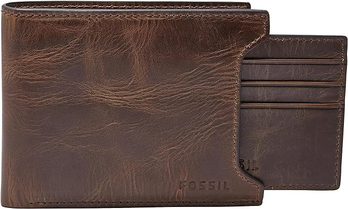 Fossil Men's Leather Bifold Sliding 2-in-1 with Removable Card Case Wallet for Men | Amazon (US)